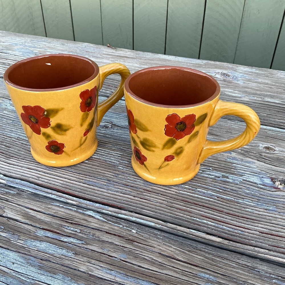 AMBIANCE FLOWER OF PARADISE FIERI DI PARADISE Floral Yellow Ceramic Mugs Set of2